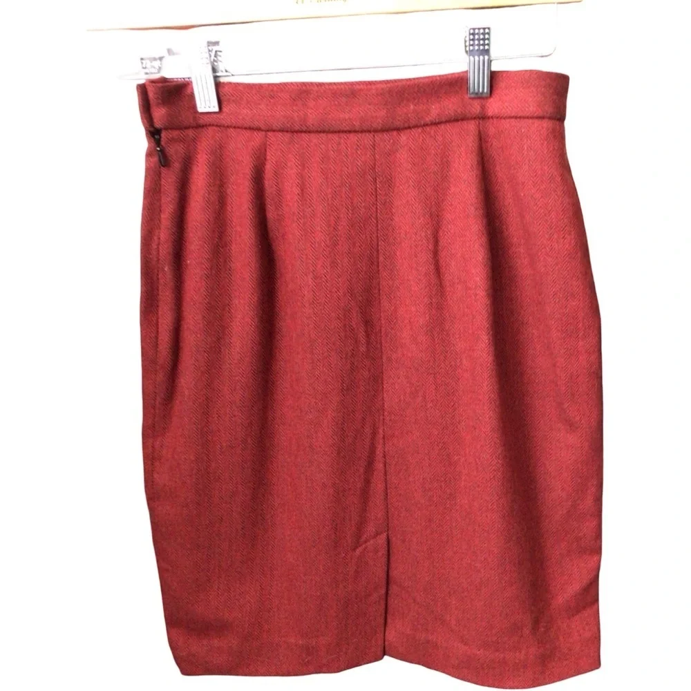 Banana Republic Red Wool Pencil Skirt